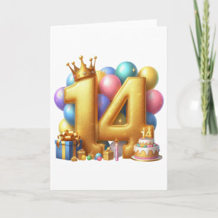 Gouden 14e verjaardag kaart