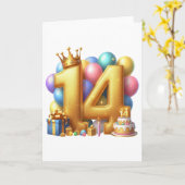 Gouden 14e verjaardag kaart (Gele Bloem)