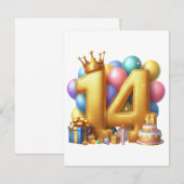 Gouden 14e verjaardag kaart (Voorkant / Achterkant)
