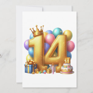 Gouden 14e verjaardag kaart