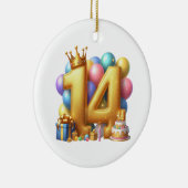 Gouden 14e verjaardag keramisch ornament (Rechts)