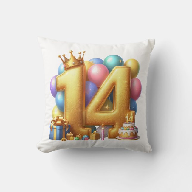 Gouden 14e verjaardag kussen (Voorkant)