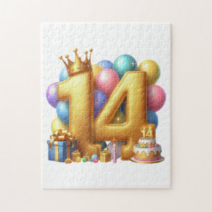 Gouden 14e verjaardag legpuzzel
