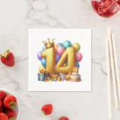 Gouden 14e verjaardag servet (Insitu)