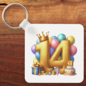 Gouden 14e verjaardag sleutelhanger (Voorkant)