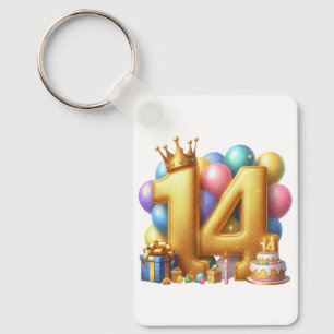 Gouden 14e verjaardag sleutelhanger