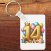 Gouden 14e verjaardag sleutelhanger (Voorkant)