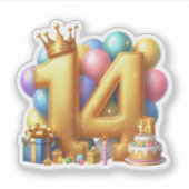 Gouden 14e verjaardag sticker (Voorkant)