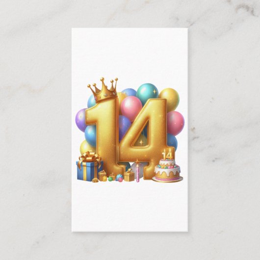 Gouden 14e verjaardag visitekaartje (Voorkant)