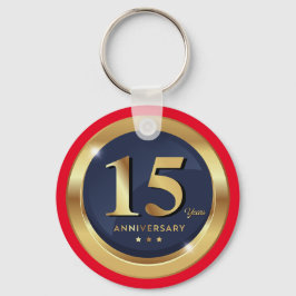 Gouden 15e jubileum sleutelhanger