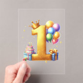Gouden 1e verjaardag acryl uitnodigingen (Insitu (Draagbaar))
