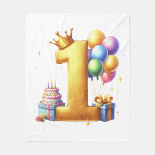 Gouden 1e verjaardag fleece deken