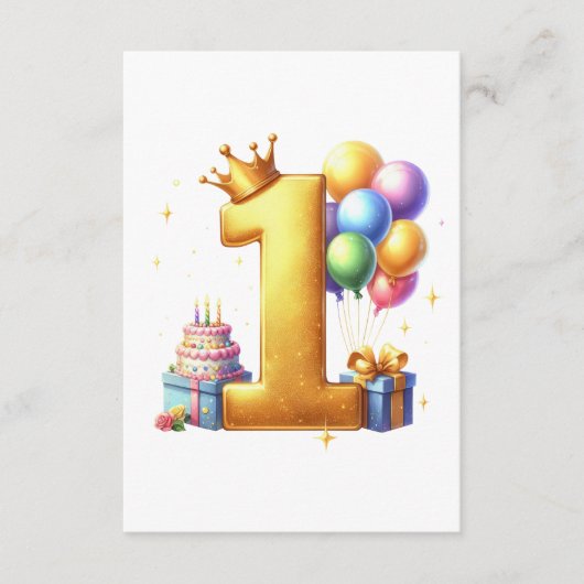 Gouden 1e verjaardag informatiekaartje (Voorkant)