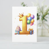 Gouden 1e verjaardag informatiekaartje (Staand voorkant)