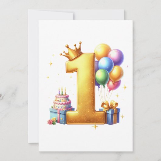 Gouden 1e verjaardag kaart (Voorkant)