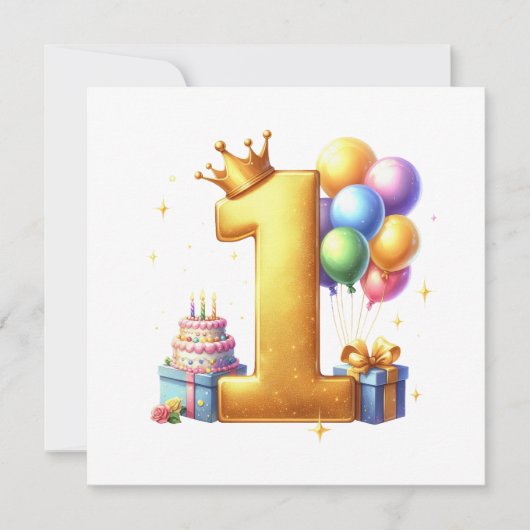 Gouden 1e verjaardag kaart (Voorkant)