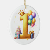 Gouden 1e verjaardag keramisch ornament (Rechts)