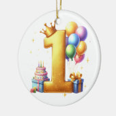 Gouden 1e verjaardag keramisch ornament (Links)