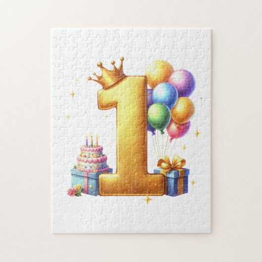 Gouden 1e verjaardag legpuzzel (Verticaal)