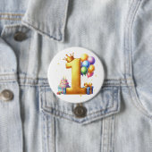 Gouden 1e verjaardag ronde button 7,6 cm (In situ)