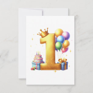 Gouden 1e verjaardag RSVP kaartje