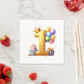 Gouden 1e verjaardag servet (Insitu)