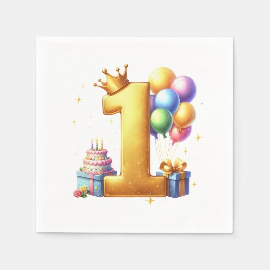 Gouden 1e verjaardag servet (Voorkant)
