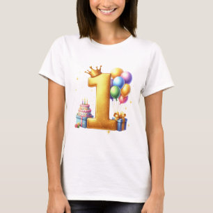 Gouden 1e verjaardag t-shirt