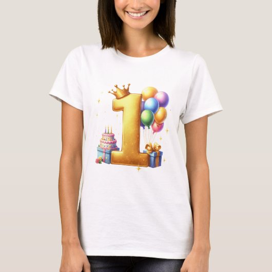 Gouden 1e verjaardag t-shirt (Voorkant)