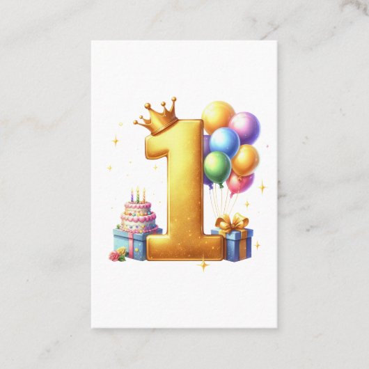 Gouden 1e verjaardag visitekaartje (Voorkant)