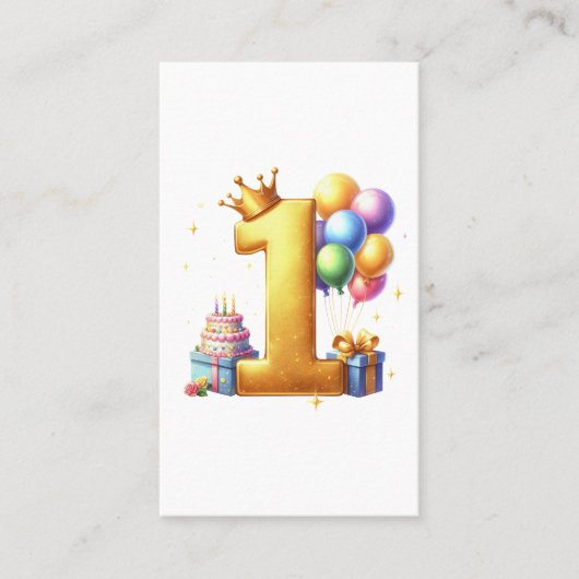 Gouden 1e verjaardag visitekaartje (Voorkant)