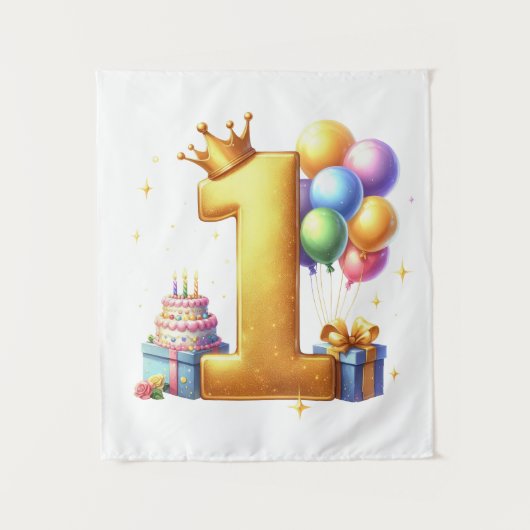 Gouden 1e verjaardag wandkleed (Voorkant)