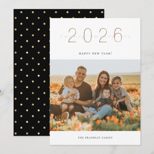 Gouden 2024 Nieuwjaar fotokaart Feestdagenkaart (Voorkant / Achterkant)