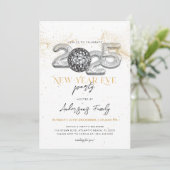 Gouden 2025 Nieuwjaarsfeest Disco Bal Kaart (Staand voorkant)