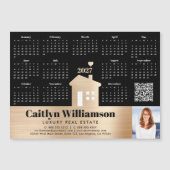 Gouden 2027 Agenda Makelaar Foto QR Code Magneet (Voorkant)