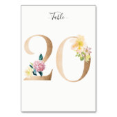 Gouden 20 Bloemige Tafel Nummerkaart Kaart (Achterkant)