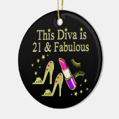 GOUDEN 21 EN FANTASTISCH VERJAARDAGSONTWERP KERAMISCH ORNAMENT (Links)