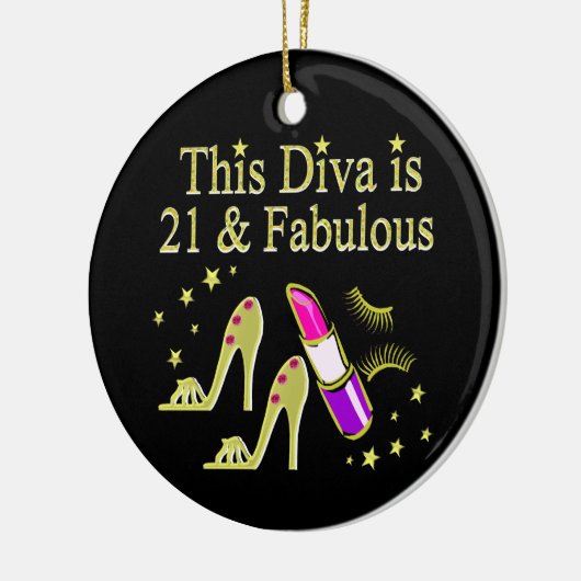 GOUDEN 21 EN FANTASTISCH VERJAARDAGSONTWERP KERAMISCH ORNAMENT (Links)