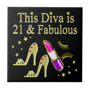 GOUDEN 21 EN FANTASTISCH VERJAARDAGSONTWERP TEGELTJE