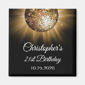 Gouden 21e verjaardagsfeestje Gouden discobal Magneet (Voorkant)