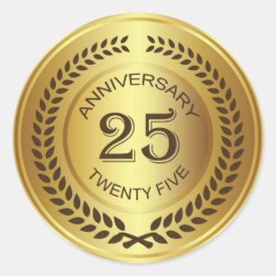 Gouden 25e Jubileum met laurierkrans Sticker