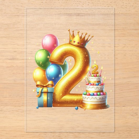 Gouden 2e verjaardag acryl uitnodigingen (Voorkant)