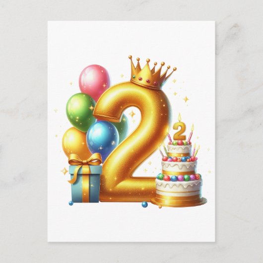Gouden 2e verjaardag feestdagenkaart (Voorkant)