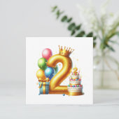 Gouden 2e verjaardag kaart (Staand voorkant)