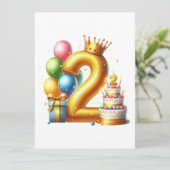 Gouden 2e verjaardag kaart (Staand voorkant)