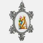 Gouden 2e verjaardag tin sneeuwvlok ornament (Links)