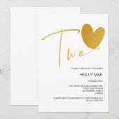 Gouden 2e Verjaardag Uitnodiging Twee Verjaardag H (Voorkant / Achterkant)