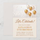 Gouden 37e verjaardag uitnodigingen Ballonnen (Voorkant / Achterkant)