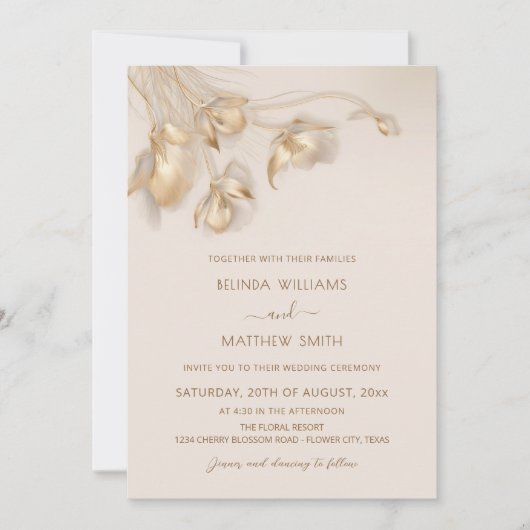 Gouden 3 D bloemen Kaart (Voorkant)