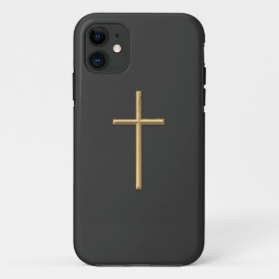 Gouden "3-D" Kruis iPhone 11 Hoesje